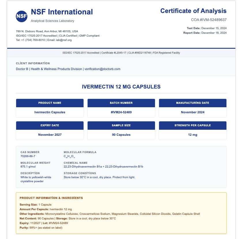 Ivrmectin Tablets For Human 12 MG 90 Capsules